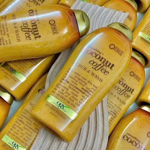 [CHÍNH HÃNG MỸ] Sữa Tắm Tẩy Tế Bào Chết OGX Smoothing Coconut Coffee Scrub & Wash Chai Lớn 577ml