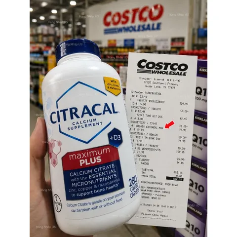 Viên uống bổ sung canxi hữu cơ CITRACAL Maximum Calcium citrate 280 viên HÀNG MỸ