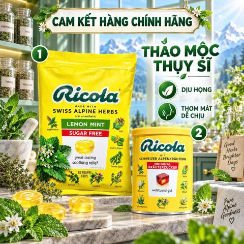 [CHÍNH HÃNG] Kẹo Ngậm Thảo Mộc Ricola 105v- hũ 250g (Chọn Phân Loại 1 Hoặc 2)