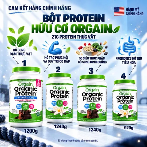 CAM KẾT CHÍNH HÃNG - BỘT PROTEIN HỮU CƠ THỰC VẬT ORGAIN ORGANIC PROTEIN MỸ (920G - 1200G - 1240G)