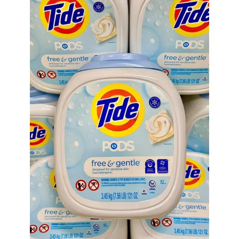 [HÀNG MỸ] Viên Giặt Tide PODS Free & Gentle Cho Da Nhạy Cảm (Thùng 152 Viên - 3.22kg)