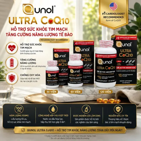 Viên Qunol Ultra CoQ10 3X Better Absorption 100mg 120 viên Softgels 830820