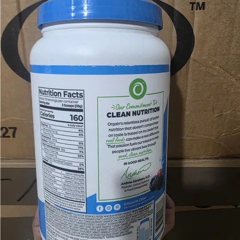 Bột Protein Hữu Cơ Orgain Organic Protein Vị Socola Đậm Đà Bổ Sung 21g Đạm Thực Vật Nuôi Cơ (Hũ 918g - 920g)