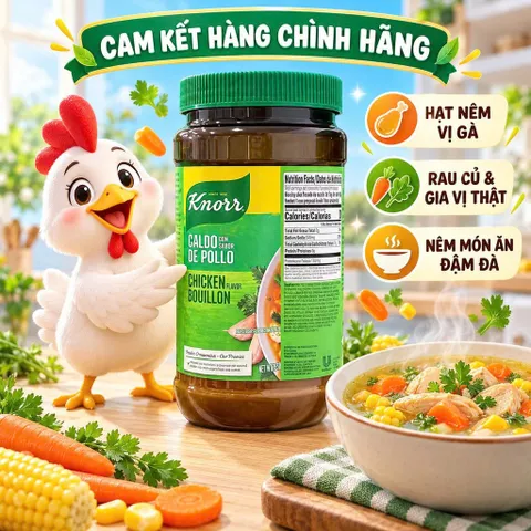 Hạt Nêm Gà Knorr Caldo De Pollo Mỹ Hũ Đại 1.14kg – Ngọt Thanh Tự Nhiên, Không Bột Ngọt