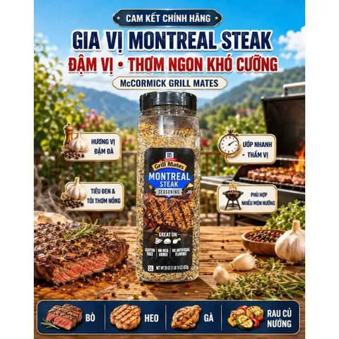[HÀNG MỸ] Gia Vị Ướp Bít Tết Montreal Steak McCormick Grill Mates (Chai Lớn 822g - 29 OZ)