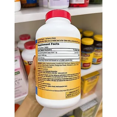 Kẹo VITAMIN C 500MG - 500 VIÊN  bổ sung Vitamin C KIRKLAND hàng Mỹ CAM KẾT CHÍNH HÃNG MỸ 830870