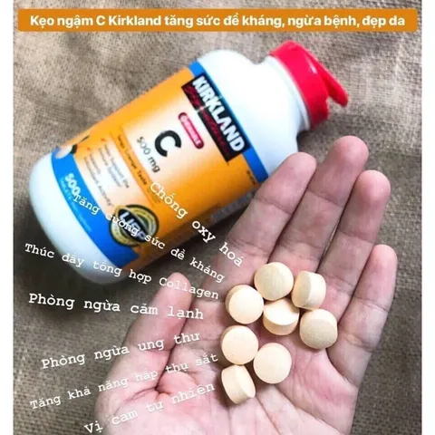 Kẹo VITAMIN C 500MG - 500 VIÊN  bổ sung Vitamin C KIRKLAND hàng Mỹ CAM KẾT CHÍNH HÃNG MỸ 830870