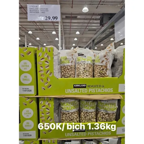Hạt Dẻ Cười Kirkland Pistachios – Túi Lớn 1.36kg
