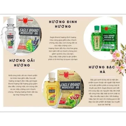 Dầu Gió Xanh Con Ó 2 Nắp 24ml Mỹ,Dầu Gió Vàng,Trắng Mỹ chính hãng
