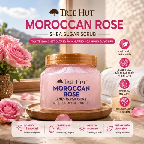Tree Hut Shea Sugar Scrub Moroccan Rose 510g – Hàng Sẵn Mỹ
