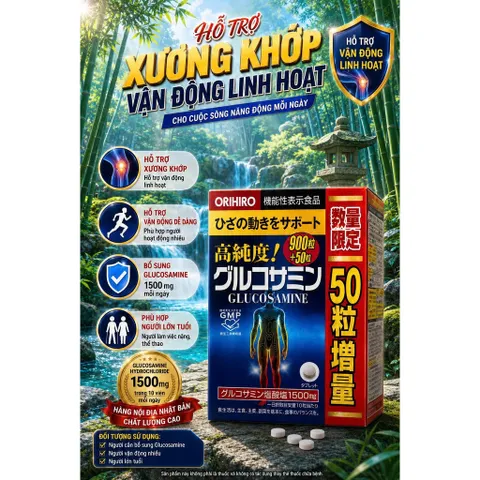 [Hàng Nhật] Viên Bổ Sung Glucosamine Orihiro 1500mg (Hộp 900 + 50 Viên)