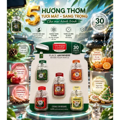 [HÀNG MỸ] [NHẬP MỸ] Combo 5 Hũ Thơm Treo Khử Mùi Ô Tô Yankee Candle