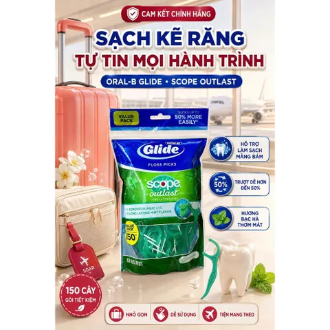 [HÀNG MỸ] Chỉ Nha Khoa Êm Nướu Oral-B Glide Scope Outlast Hương Bạc Hà (Túi 150 Cây)