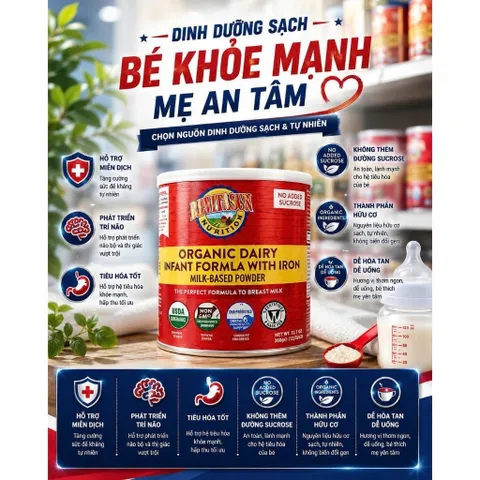 HÀNG CHÍNH HÃNG MỸ - Sữa Earth’s Best Organic Infant Đỏ 595g