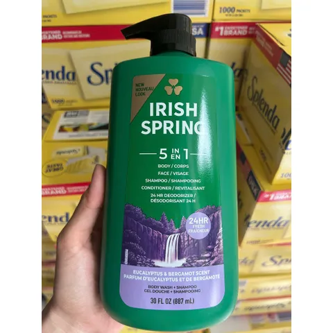 Sữa Tắm Gội Toàn Thân Cho Nam Irish Spring 5in1 Mỹ 887ml. hàng MỸ