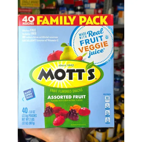 Kẹo dẻo Mỹ Mott's Fruit Flavored Snack 40 gói 907g chính hãng mỹ