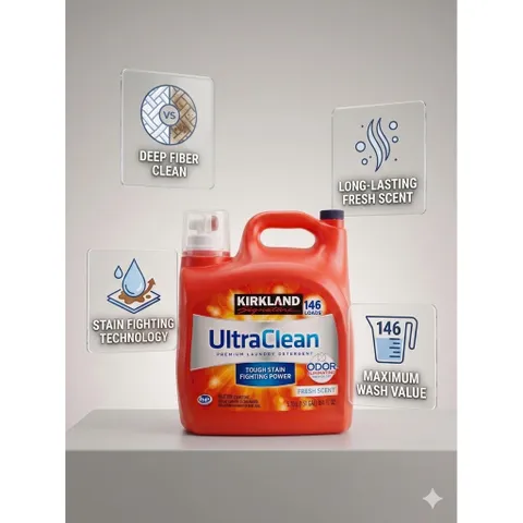 Kirkland UltraClean Fresh Scent – nước giặt đậm đặc can lớn 5.73L. HÀNG MỸ 146 LẦN GIẶT