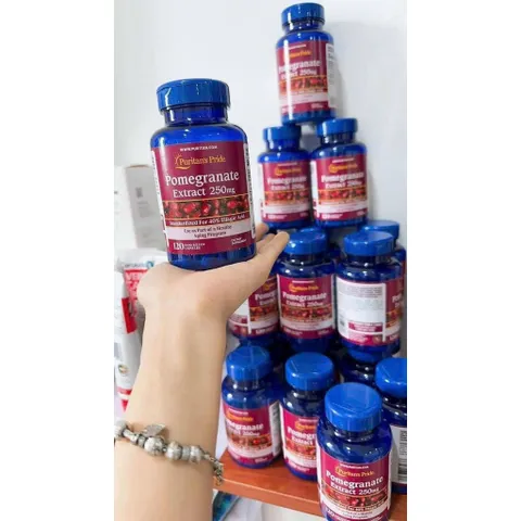 Viên uống chống nắng nội sinh chiết suất từ lựu đỏ puritan Mỹ Puritan’s Pride Pomegranate chống nắng nội sinh