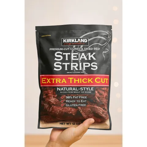 Bò khô Mỹ Kirkland Signature Steak Strips – Extra Thick Cut 340g