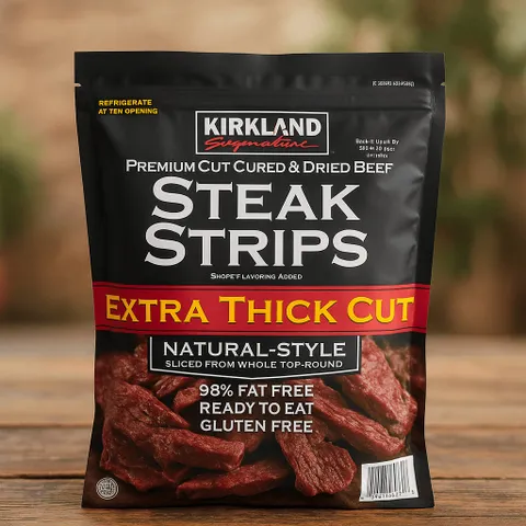 Bò khô Mỹ Kirkland Signature Steak Strips – Extra Thick Cut 340g