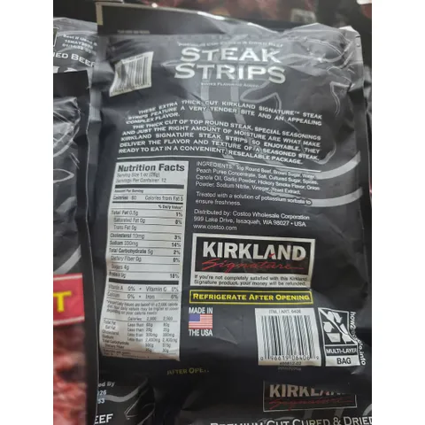 Bò khô Mỹ Kirkland Signature Steak Strips – Extra Thick Cut 340g