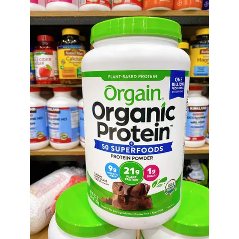 Bột đạm thực vật hữu cơ socola 1200g, 1.2kg Orgain Organic Protein chocolate