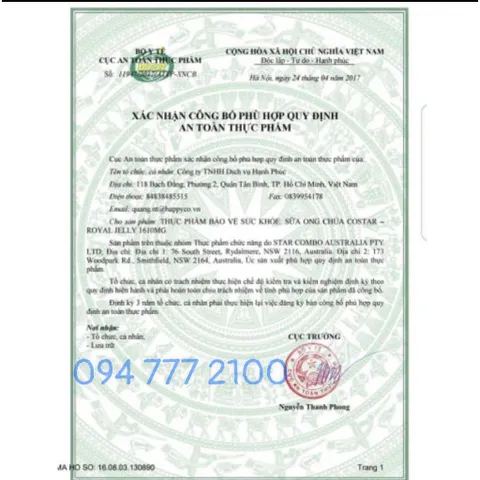 Viên Ong Chúa Úc 1610mg - Costar Royal Jelly 1610mg 365 viên date 8/2025