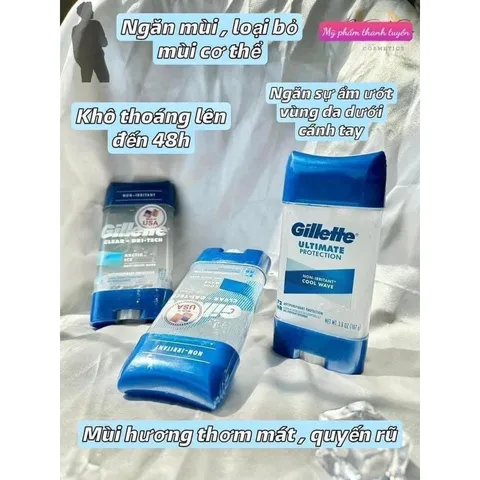 CHÍNH HÃNG MỸ 1 TUÝP  Lăn khử mùi nam dạng Gel Gillette Cool Wave 107g Endurance