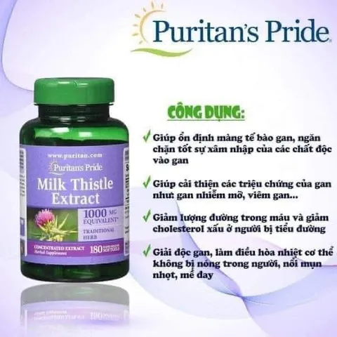 CHÍNH HÃNG Thải độc gan MILK THISTLA EXtract 180viên của Mỹ