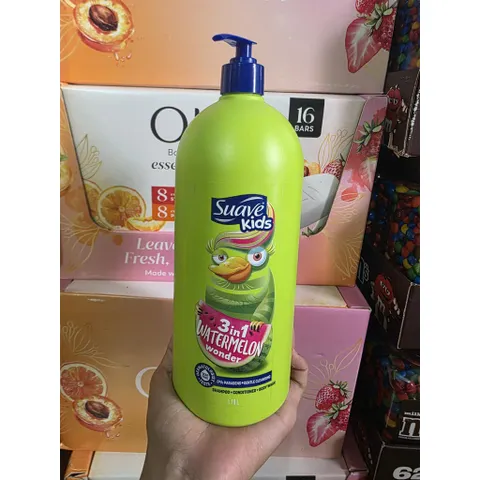 CHAI LỚN 1.18L Sữa Tắm Gội Suave Kids Cho Bé 3 Trong 1 Hương DƯA HẤU