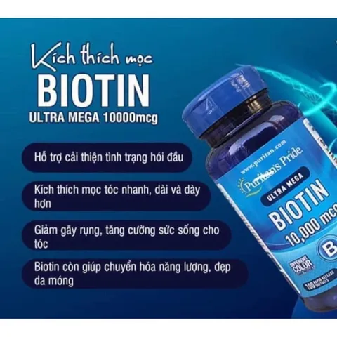 Viên Uống Mọc Tóc Puritan's Pride Biotin 10000 mcg - 100 viên