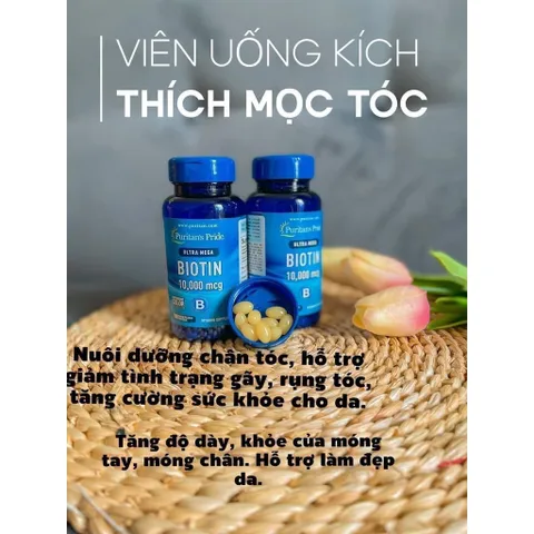 Viên Uống Mọc Tóc Puritan's Pride Biotin 10000 mcg - 100 viên