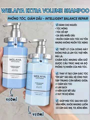Bộ Dầu Gội Xả Nấm Truffle Weilaiya Extra Volume & Luminous Repair Giảm Dầu Thừa, Phục Hồi Giúp Phồng Tóc [hàng nhập khẩu full vat]