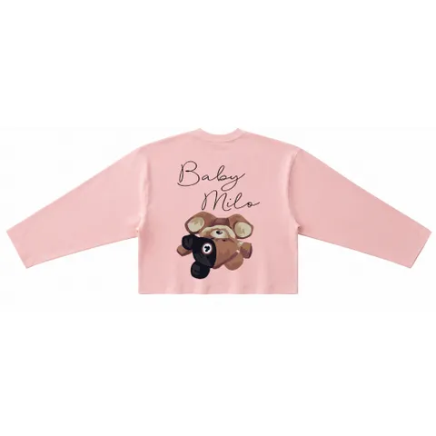 Áo thun tay dài boxy nam nữ form rộng in hình gấu BABY MILO  chất cotton gạo giấy L1 cao cấp mềm thoáng mát