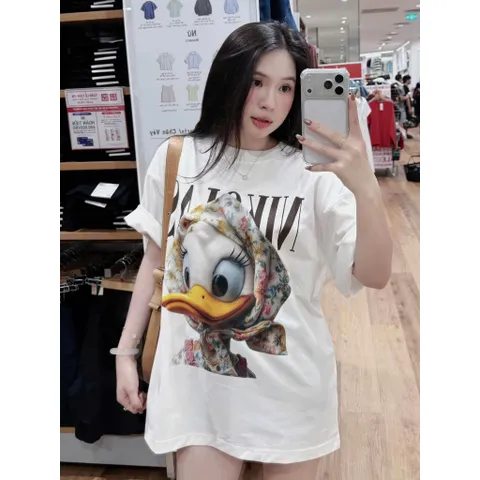 Áo thun   nữ unisex hoạt hình  Vịt Quàng Khăn chất cotton 100% ĐL 250gsm  mềm mịn mát hottrend 2026