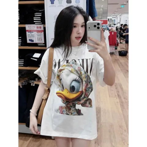 Áo thun   nữ unisex hoạt hình  Vịt Quàng Khăn chất cotton 100% ĐL 250gsm  mềm mịn mát hottrend 2026