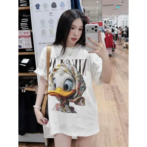 Áo thun   nữ unisex hoạt hình  Vịt Quàng Khăn chất cotton 100% ĐL 250gsm  mềm mịn mát hottrend 2026