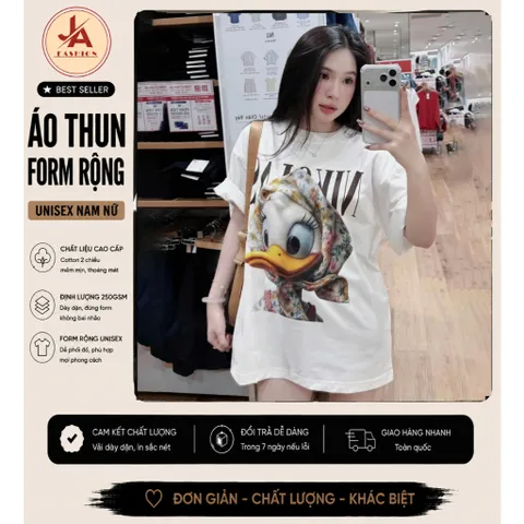Áo thun   nữ unisex hoạt hình  Vịt Quàng Khăn chất cotton 100% ĐL 250gsm  mềm mịn mát hottrend 2026