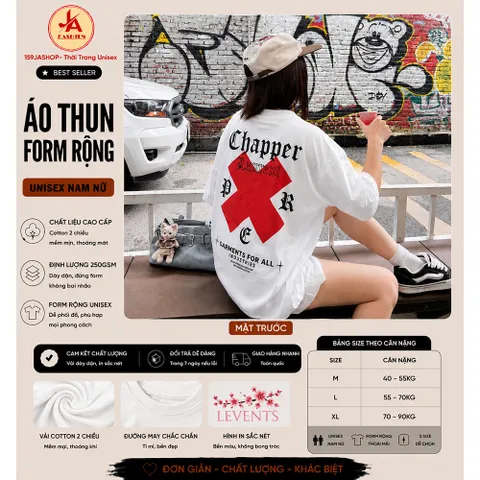 Áo Thun Form Rộng Unisex Nam Nữ In Hình Chữ Thập Graphic Áo Phông Cotton 2 Chiều 250gsm Streetwear