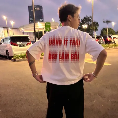 Áo thun form rộng tay lỡ  nam nữ unisex UỐNG ÍT THÔI  hottrend  2026 chất cotton cao cấp đl 260gsm