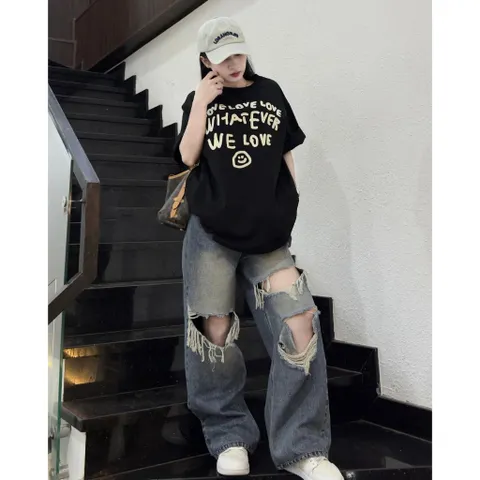 Áo Thun form rộng  nam nữ Unisex, Áo Phông nữ LOVE vải 100% Cotton cao cấp Định Lượng 250gsm