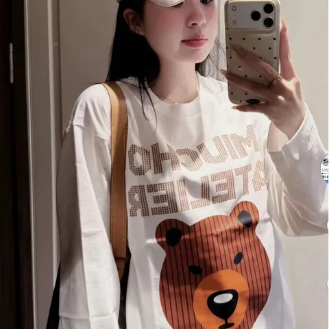 ÁO THUN TAY DÀI  FORM RỘNG HOẠT HÌNH GẤU UNISEX NAM NỮ – COTTON GẠO 240GSM