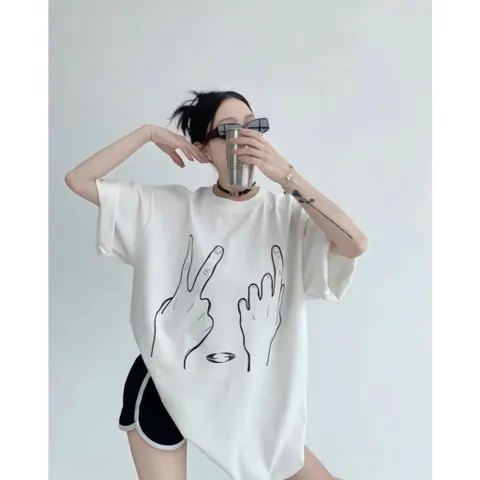 Áo thun unisex họa tiết 2 bàn tay , áo phông nam nữ  tay lỡ phong cách streetwear JASHOP