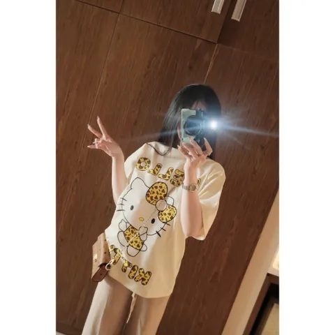 Áo thun form rộng nữ   HELLO  KITTY họa tiết  phong cách  hàn quốc chất liệu cotton  cao cấp  mềm mát