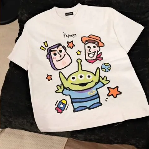 Áo thun form rộng Unisex In Hình Hoạt Hình Người Ngoài Hành Tinh Dễ Thương – Áo Phông  Nam Nữ Phong Cách Cute Streetwear