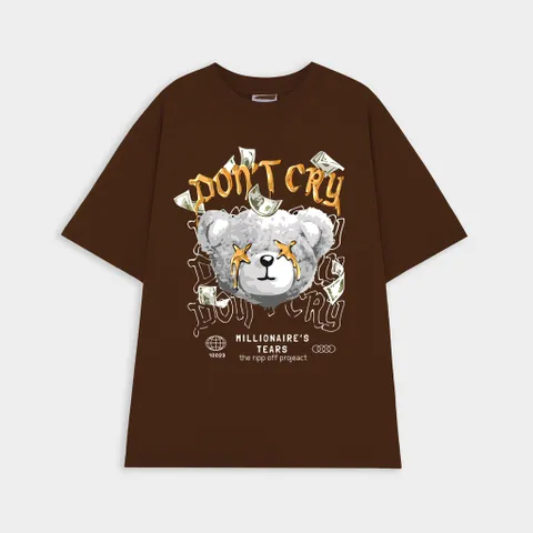 Áo thun form rộngn form rộng unisex nam nữ  in hình 5D GẤU DON'T CRY phong cách hàn quốc