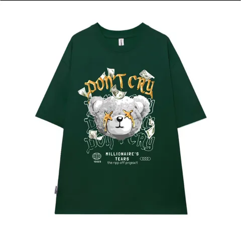Áo thun form rộngn form rộng unisex nam nữ  in hình 5D GẤU DON'T CRY phong cách hàn quốc