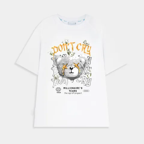 Áo thun form rộngn form rộng unisex nam nữ  in hình 5D GẤU DON'T CRY phong cách hàn quốc