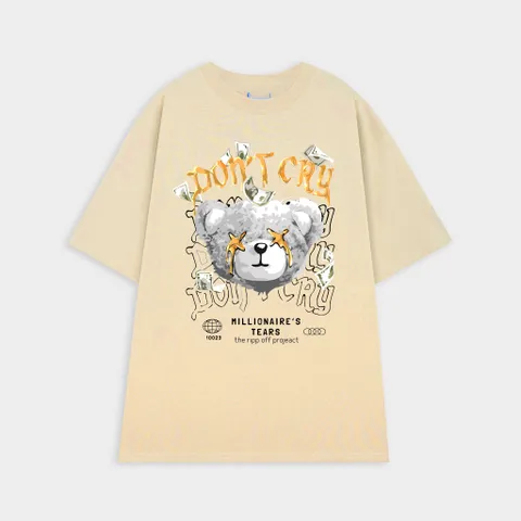 Áo thun form rộngn form rộng unisex nam nữ  in hình 5D GẤU DON'T CRY phong cách hàn quốc