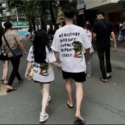 Áo thun form rộng nam nữ unisex   in hình Khủng long , áo phông couple chất cotton cao cấp